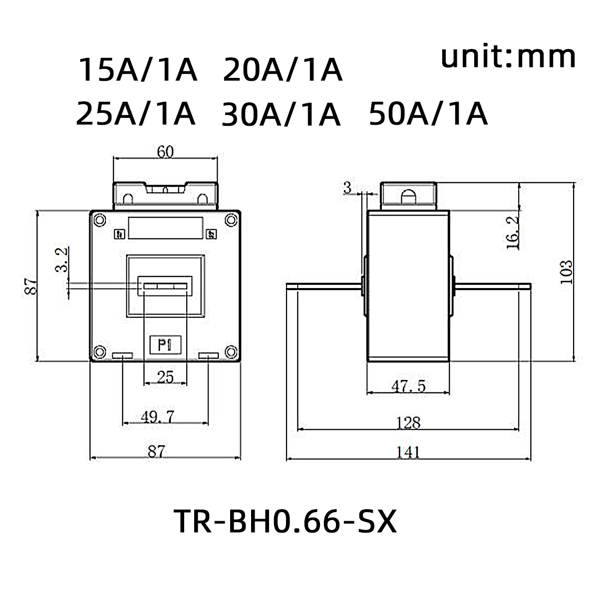 TR-BH0.66-SX Low Voltage Current Transformer 20A/1V 5VA Class1.0