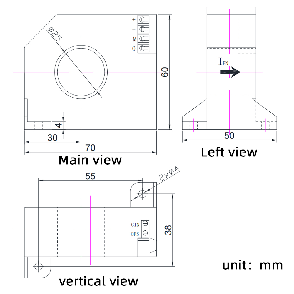 0-20mA Output Class 0.2 Railway Usage Current Sensor